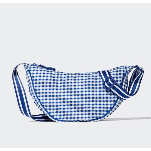 Uniqlo Round Mini Shoulder Bag | Gingham Blue - Picture 1 of 9